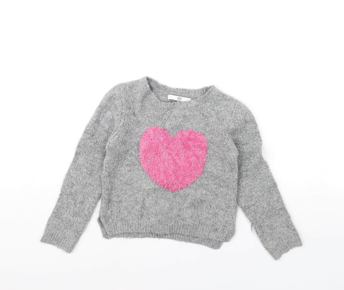 m&s Girls Grey   Pullover Jumper Size 5 Years  - Heart