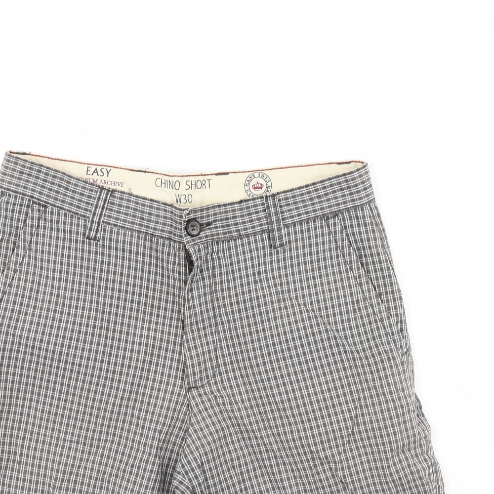 Easy Mens Brown Check  Cargo Shorts Size 30 in