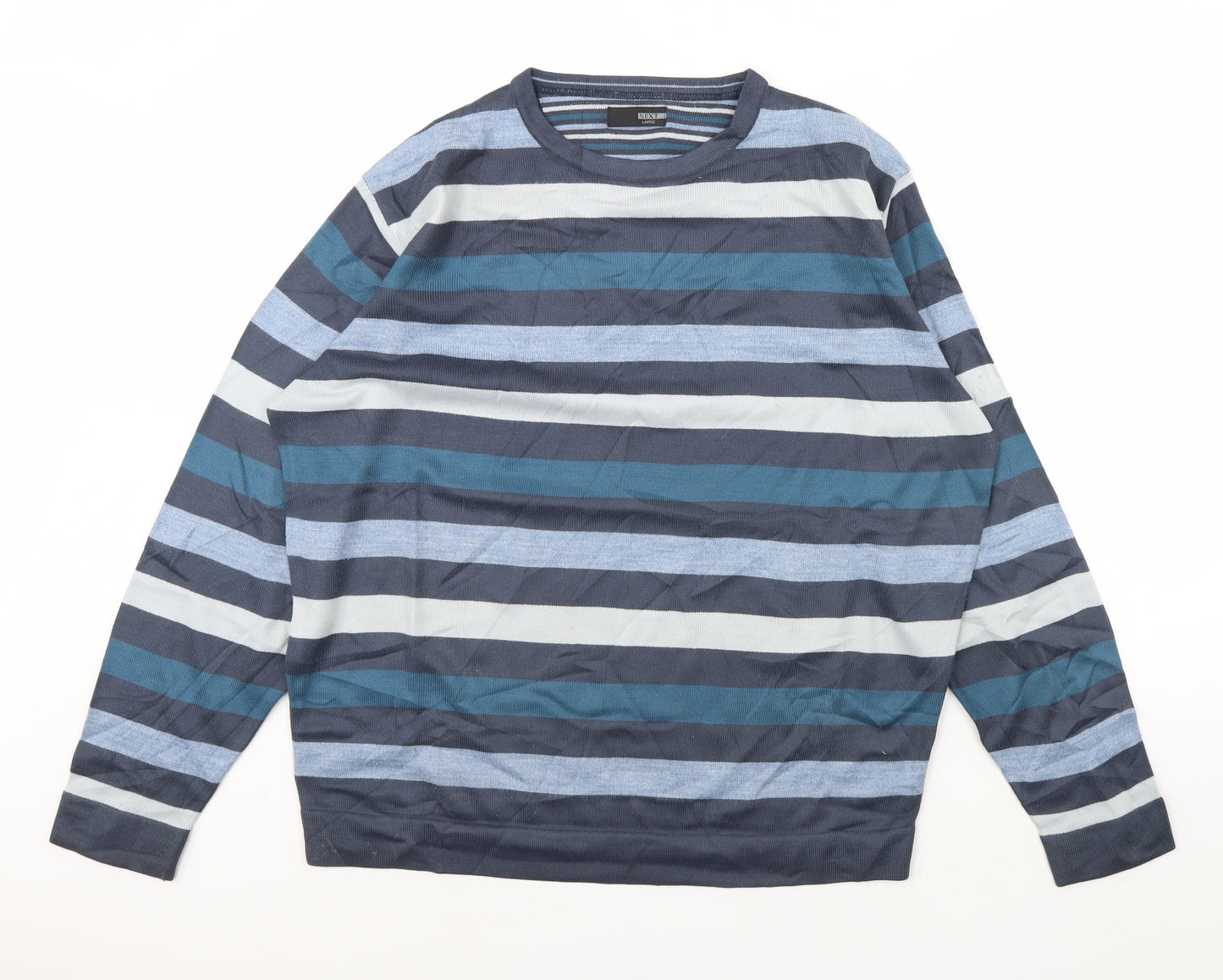 NEXT Mens Blue Striped  Pullover Jumper Size L
