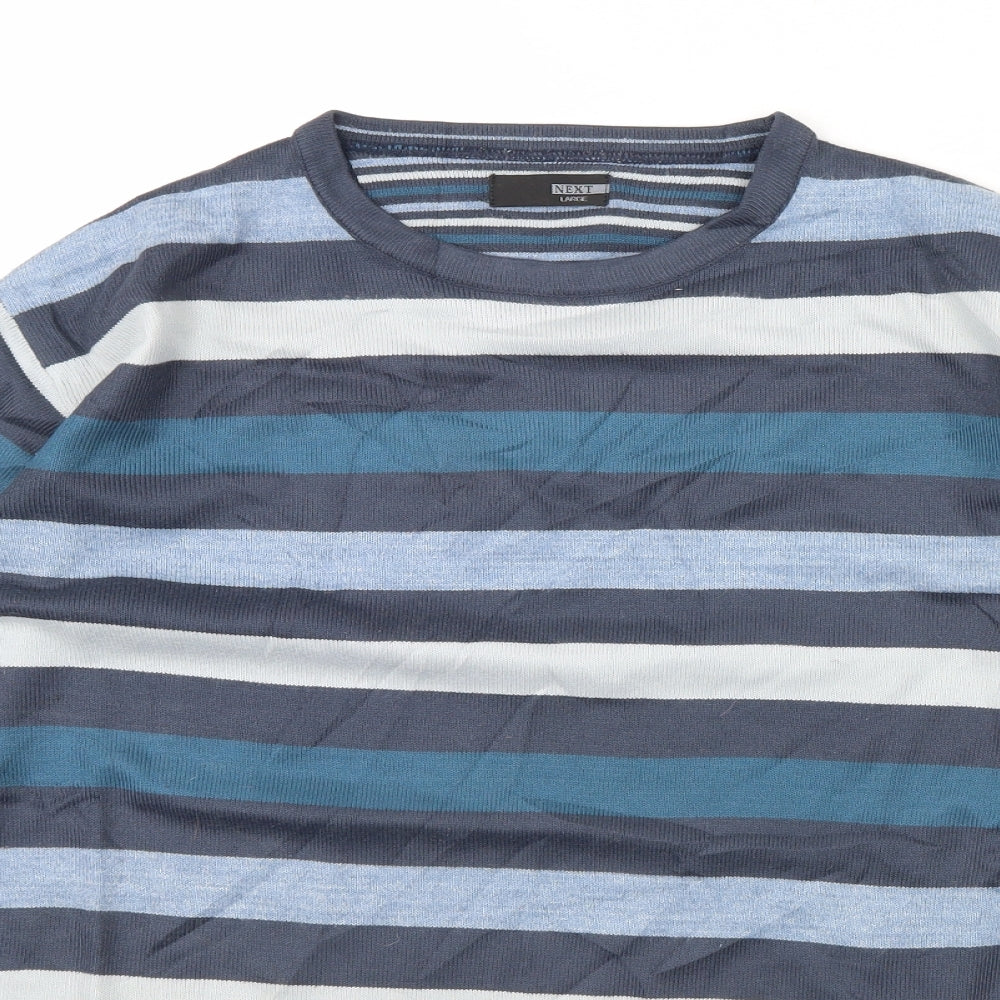 NEXT Mens Blue Striped  Pullover Jumper Size L