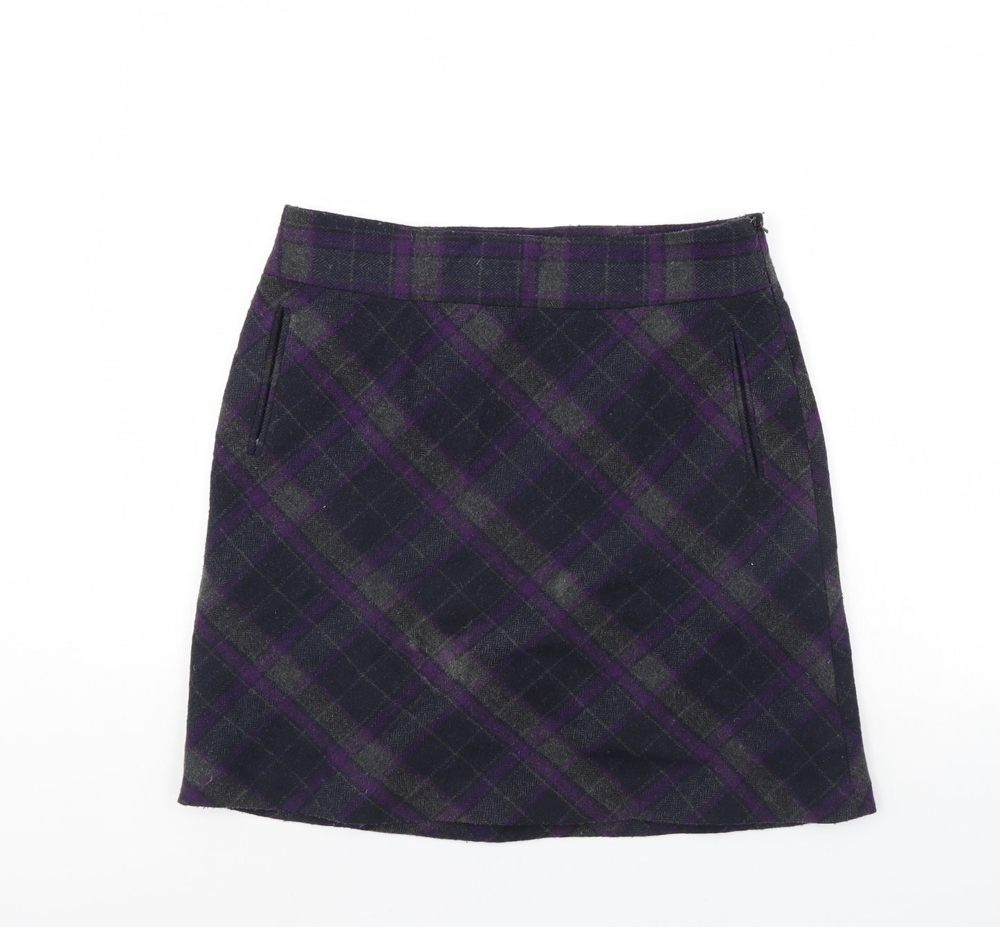 John Lewis Womens Purple Check  Mini Skirt Size 12