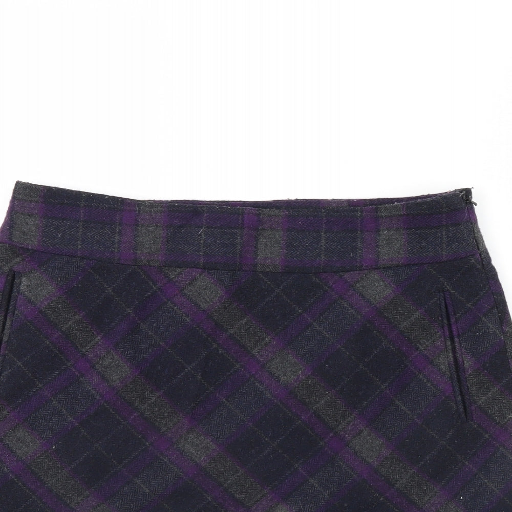 John Lewis Womens Purple Check  Mini Skirt Size 12