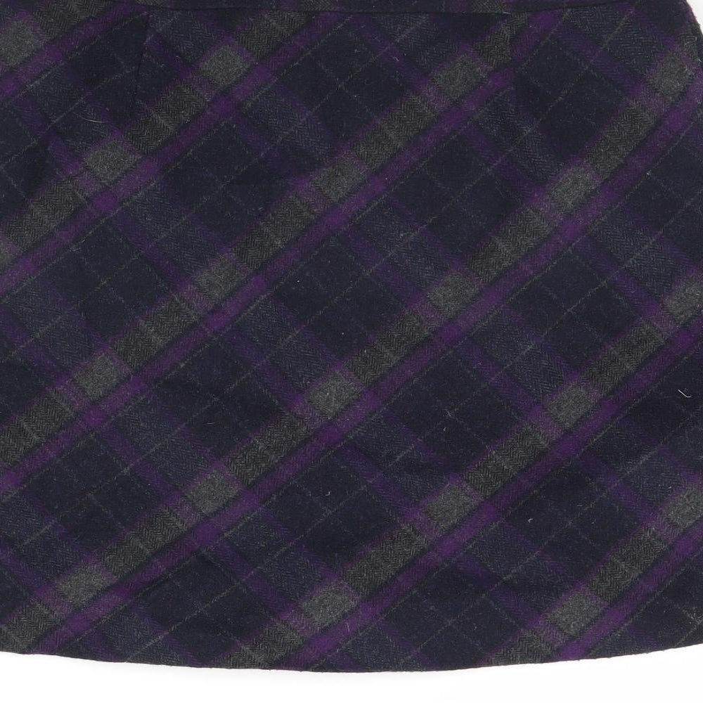 John Lewis Womens Purple Check  Mini Skirt Size 12