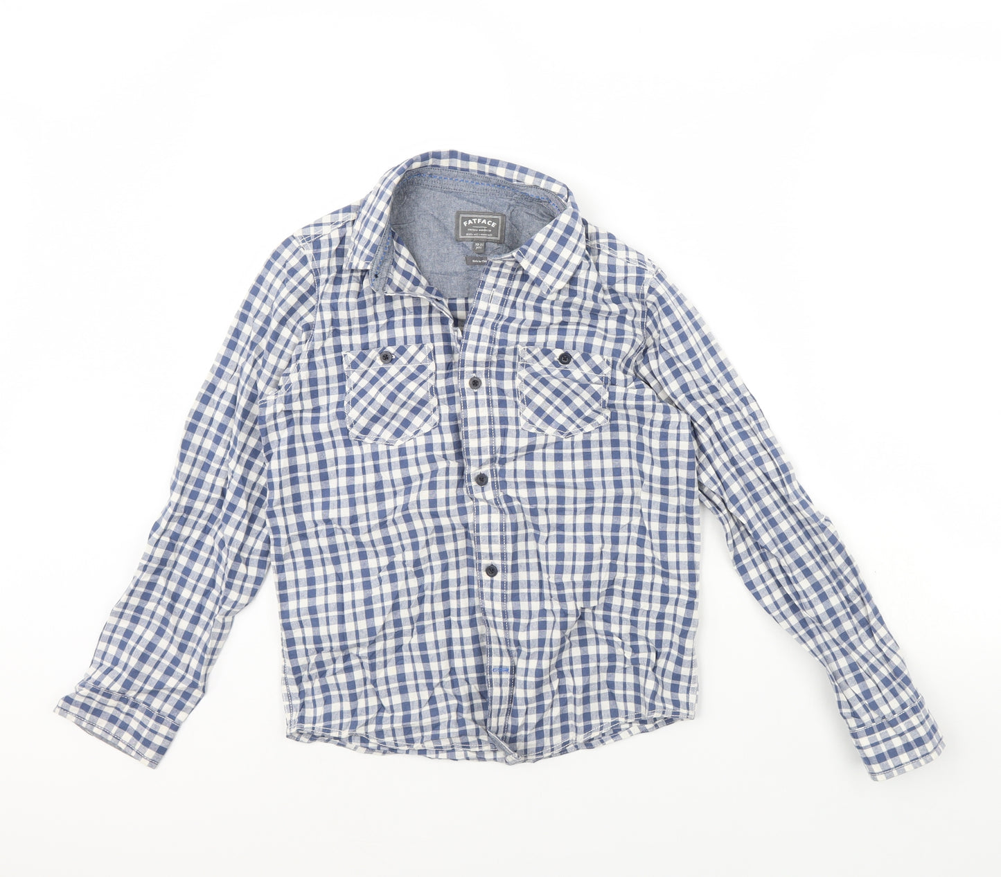 Fat Face Boys Blue Check  Basic Button-Up Size 10 Years