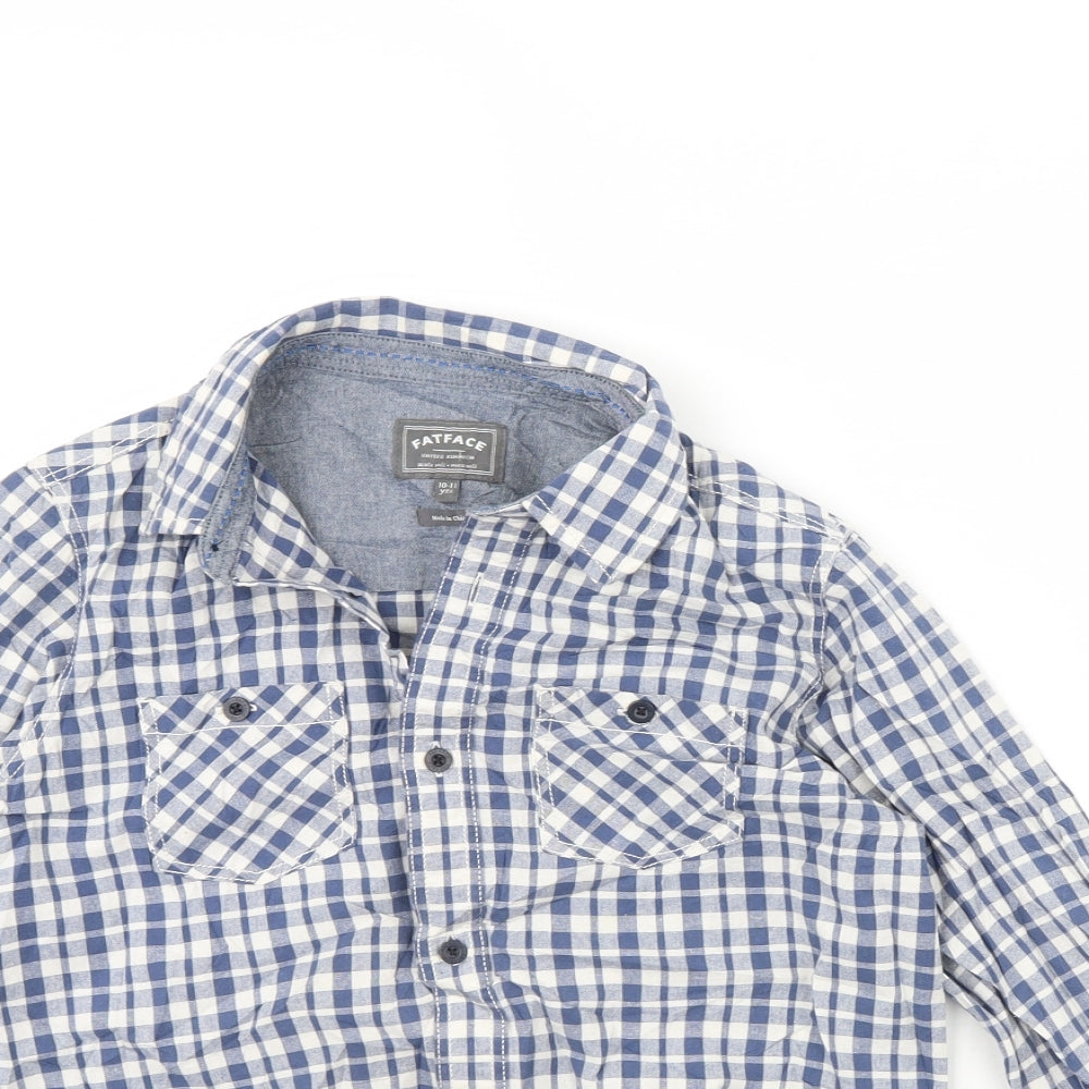 Fat Face Boys Blue Check  Basic Button-Up Size 10 Years