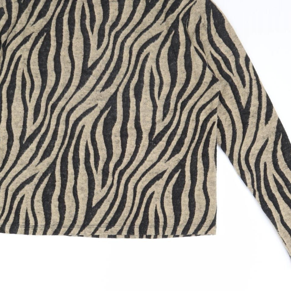 M&S Womens Brown Animal Print  Pullover Jumper Size 8