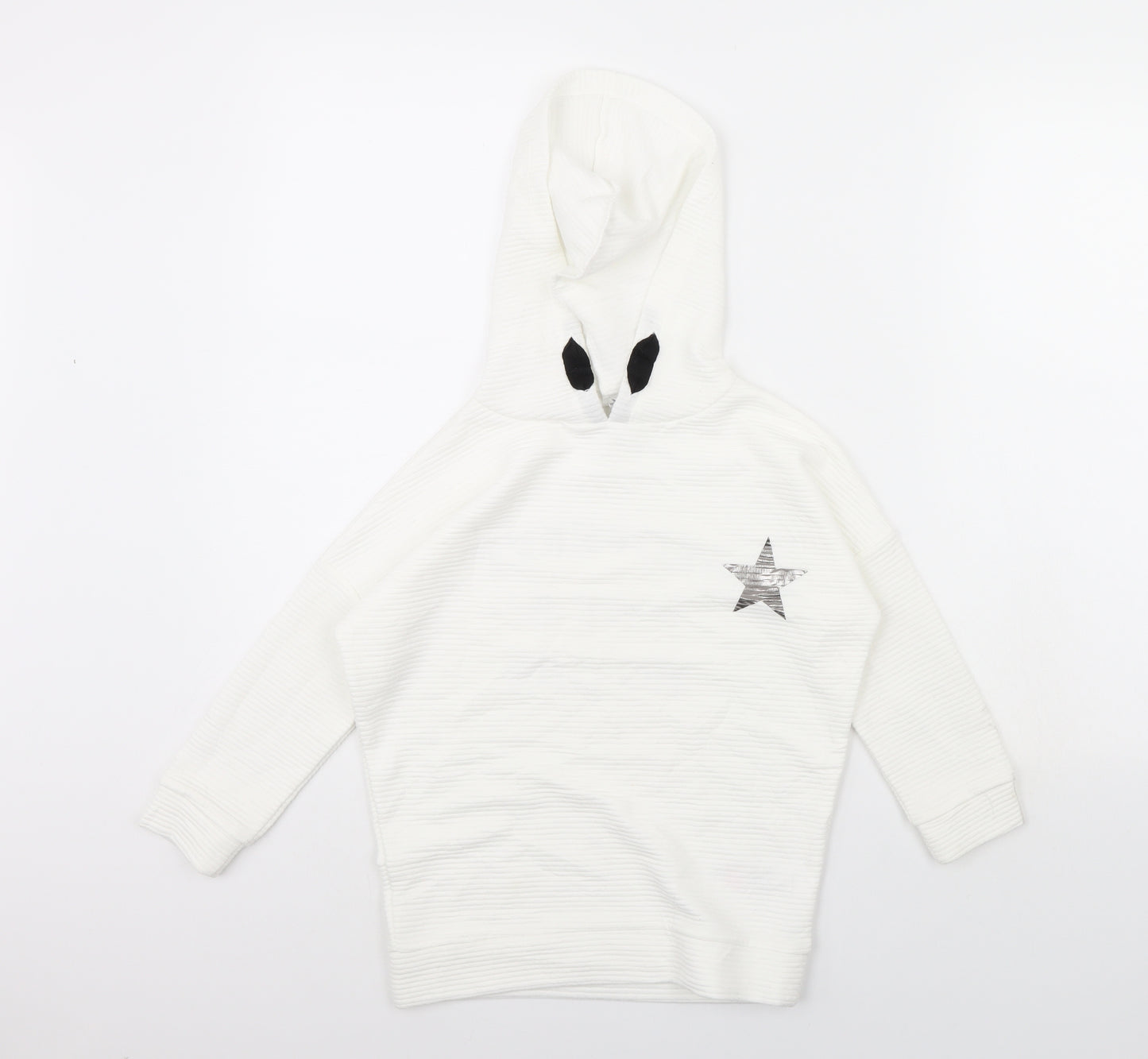 Preworn Girls White   Pullover Hoodie Size 6 Years