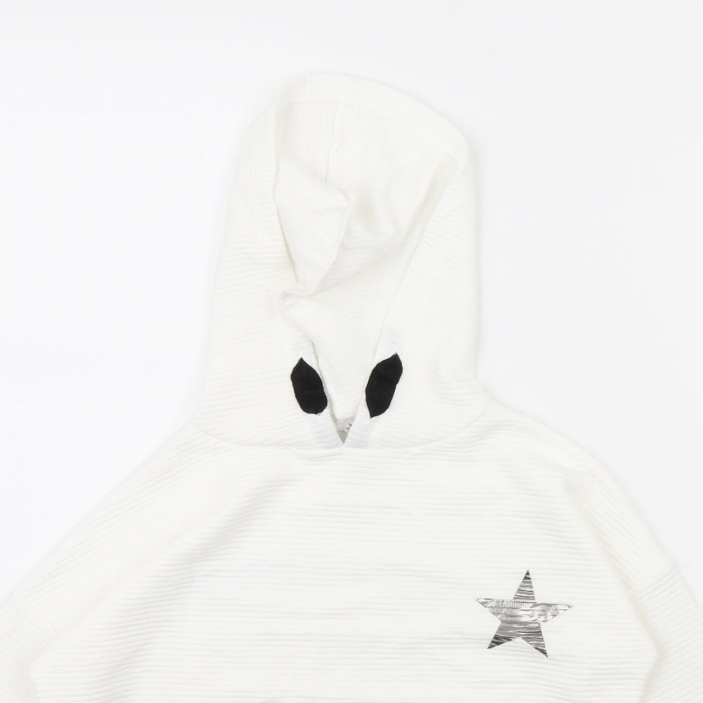 Preworn Girls White   Pullover Hoodie Size 6 Years