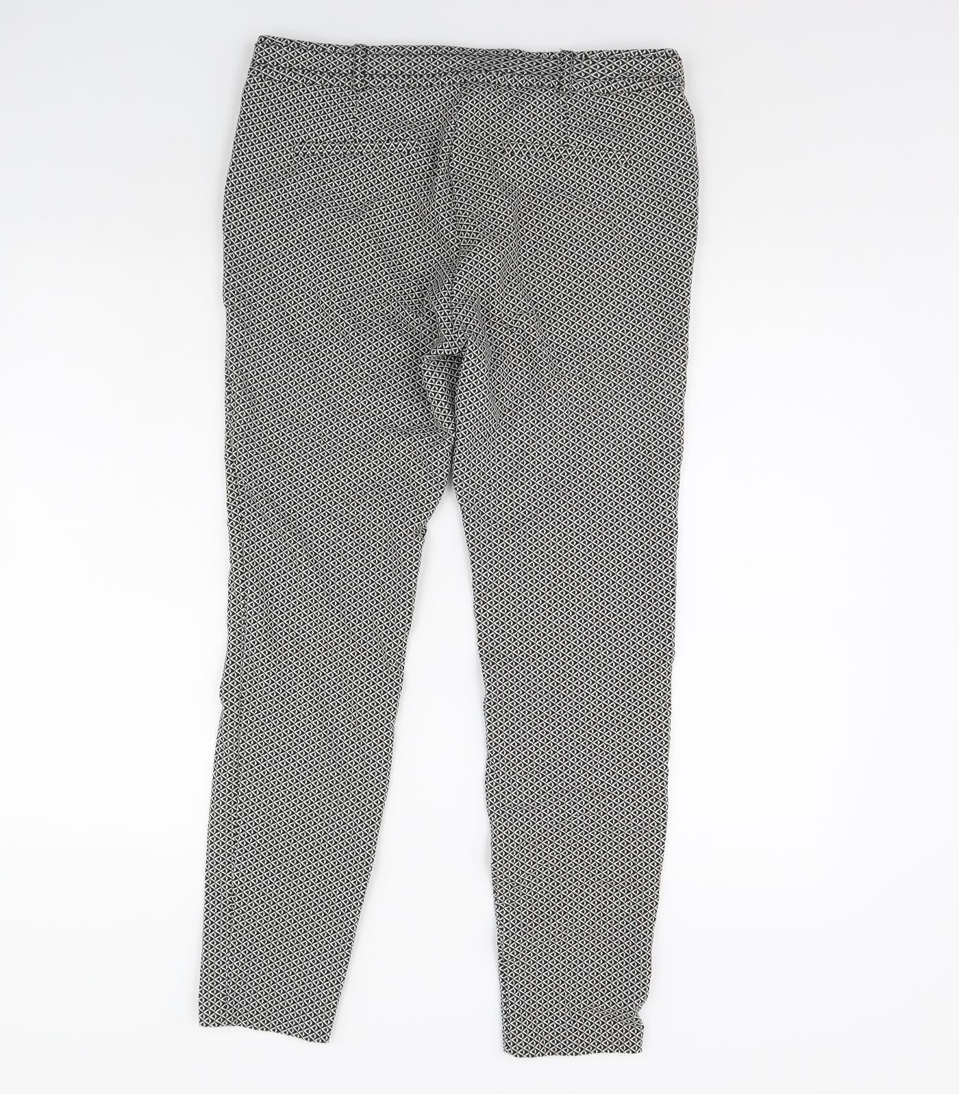 M&Co Womens Beige Geometric  Trousers  Size 14 L28 in