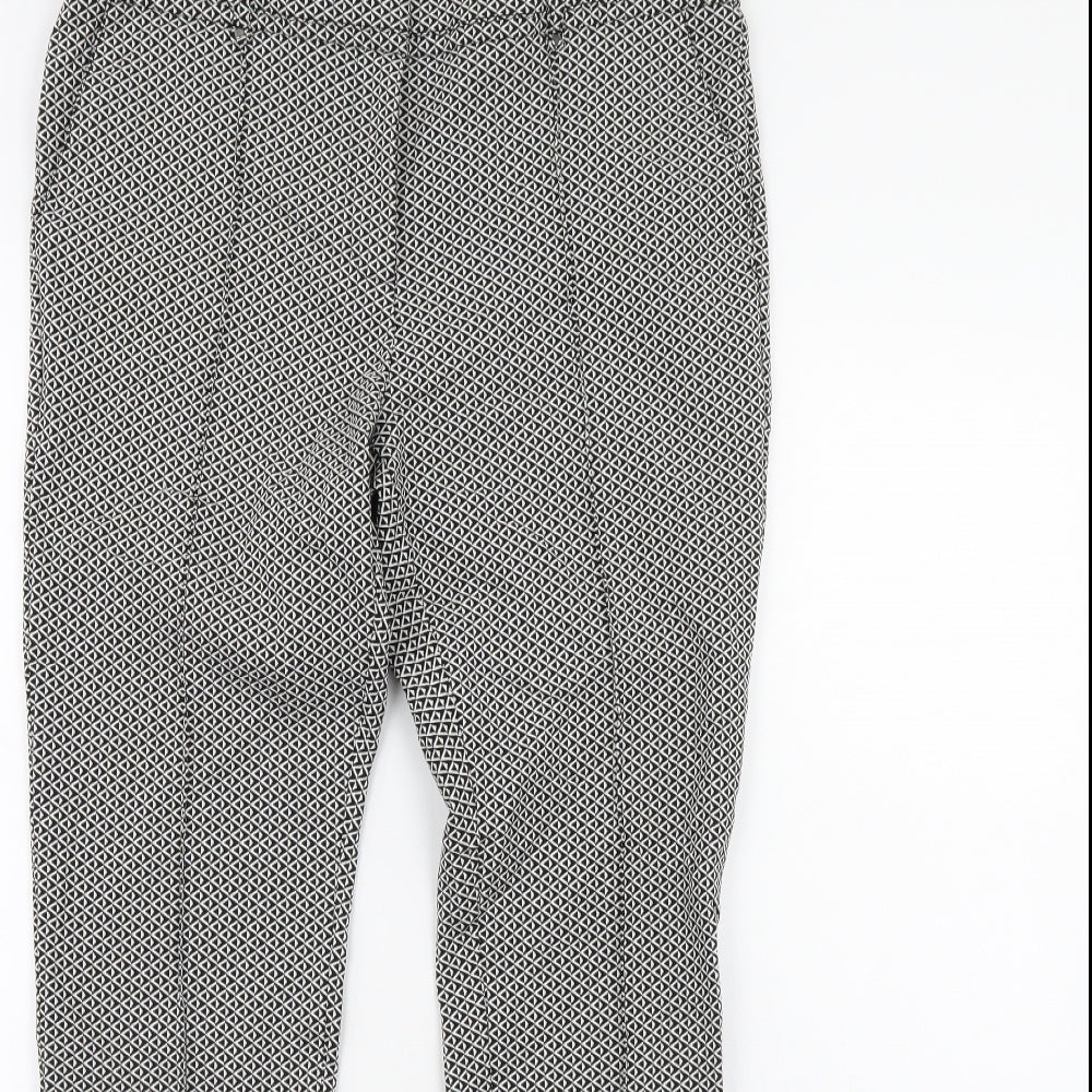 M&Co Womens Beige Geometric  Trousers  Size 14 L28 in