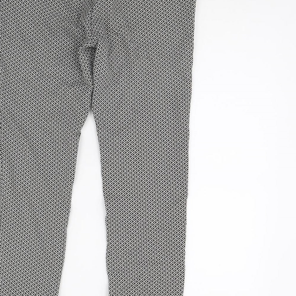 M&Co Womens Beige Geometric  Trousers  Size 14 L28 in