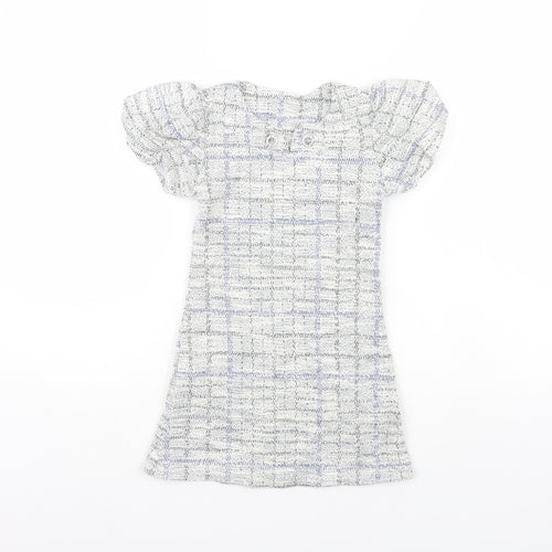 Preworn Girls White Check  Shift  Size 6 Years
