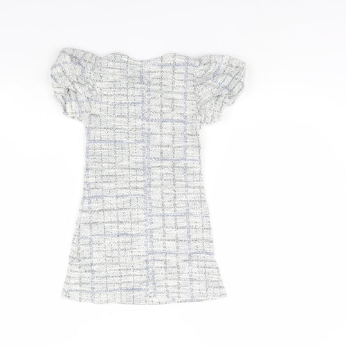 Preworn Girls White Check  Shift  Size 6 Years