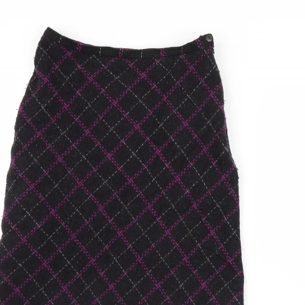 Viyella Womens Black Check  Flare Skirt Size 28 in