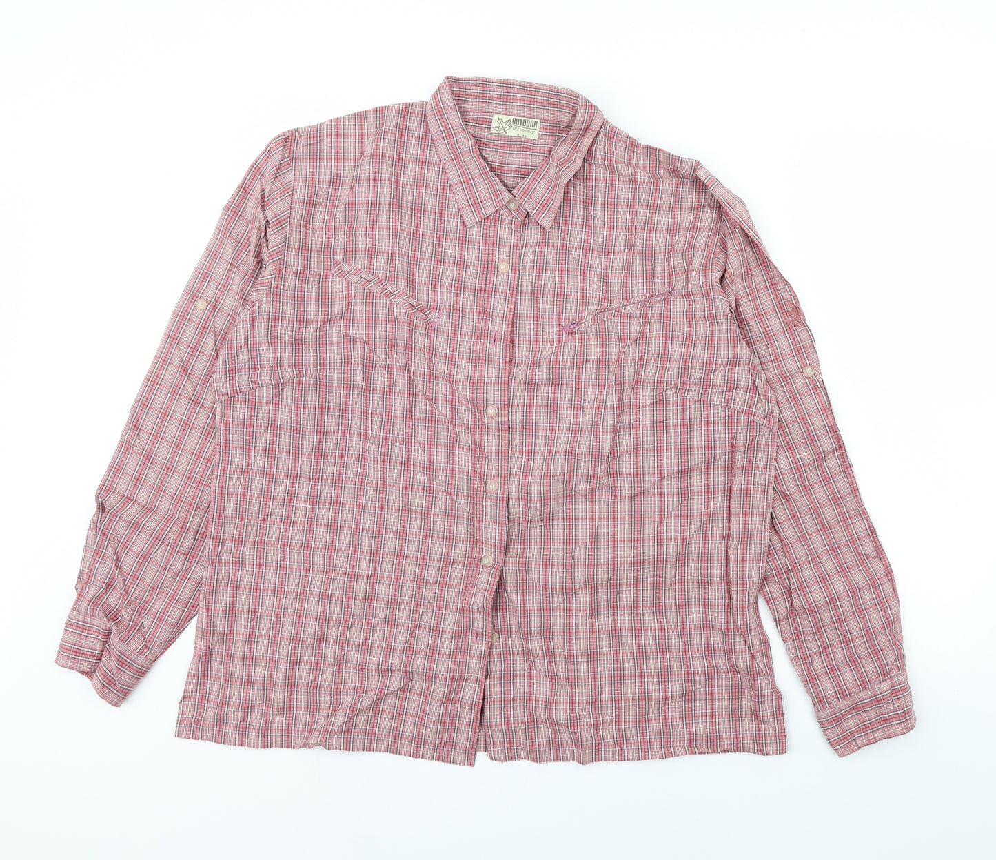 Outdoor Discovery Mens Red Check   Dress Shirt Size XL