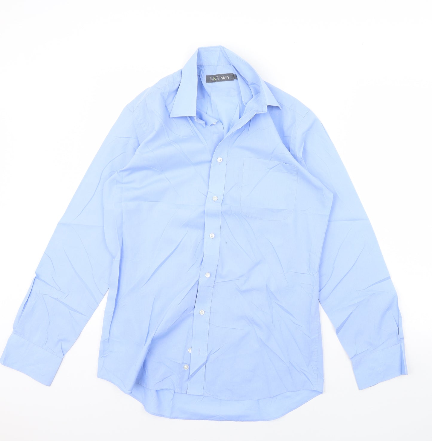 m&s Mens Blue    Dress Shirt Size 15