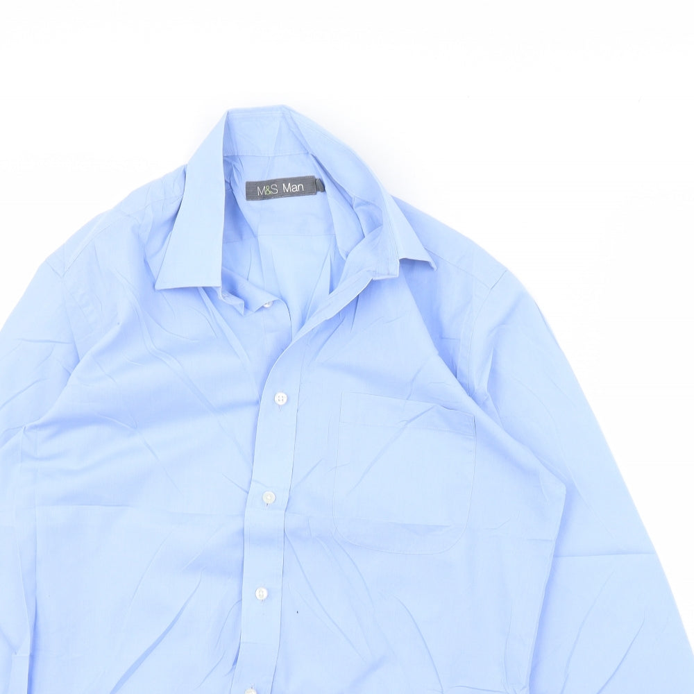 m&s Mens Blue    Dress Shirt Size 15
