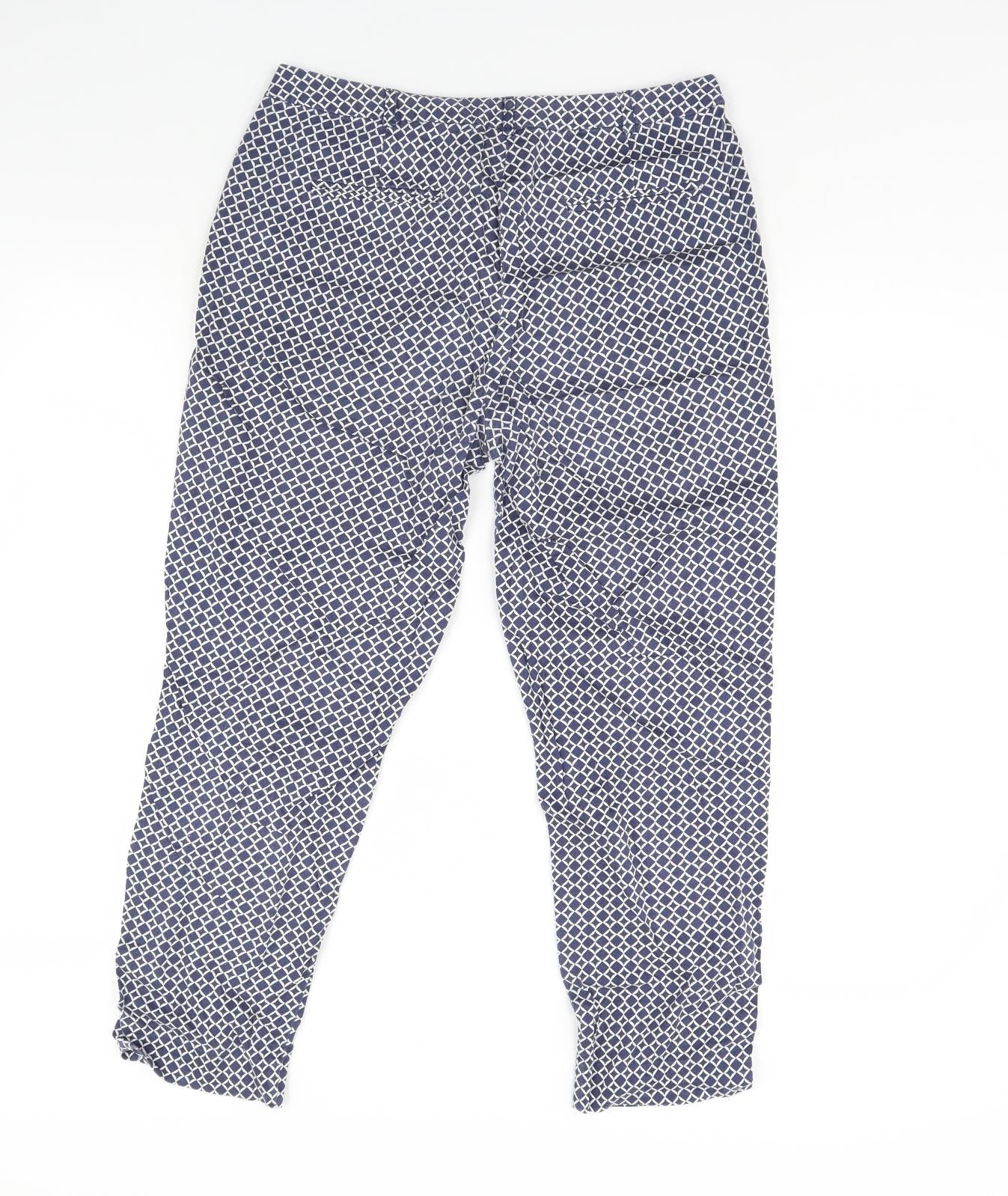 Kew 159 Womens Blue Geometric  Trousers  Size 12 L28 in