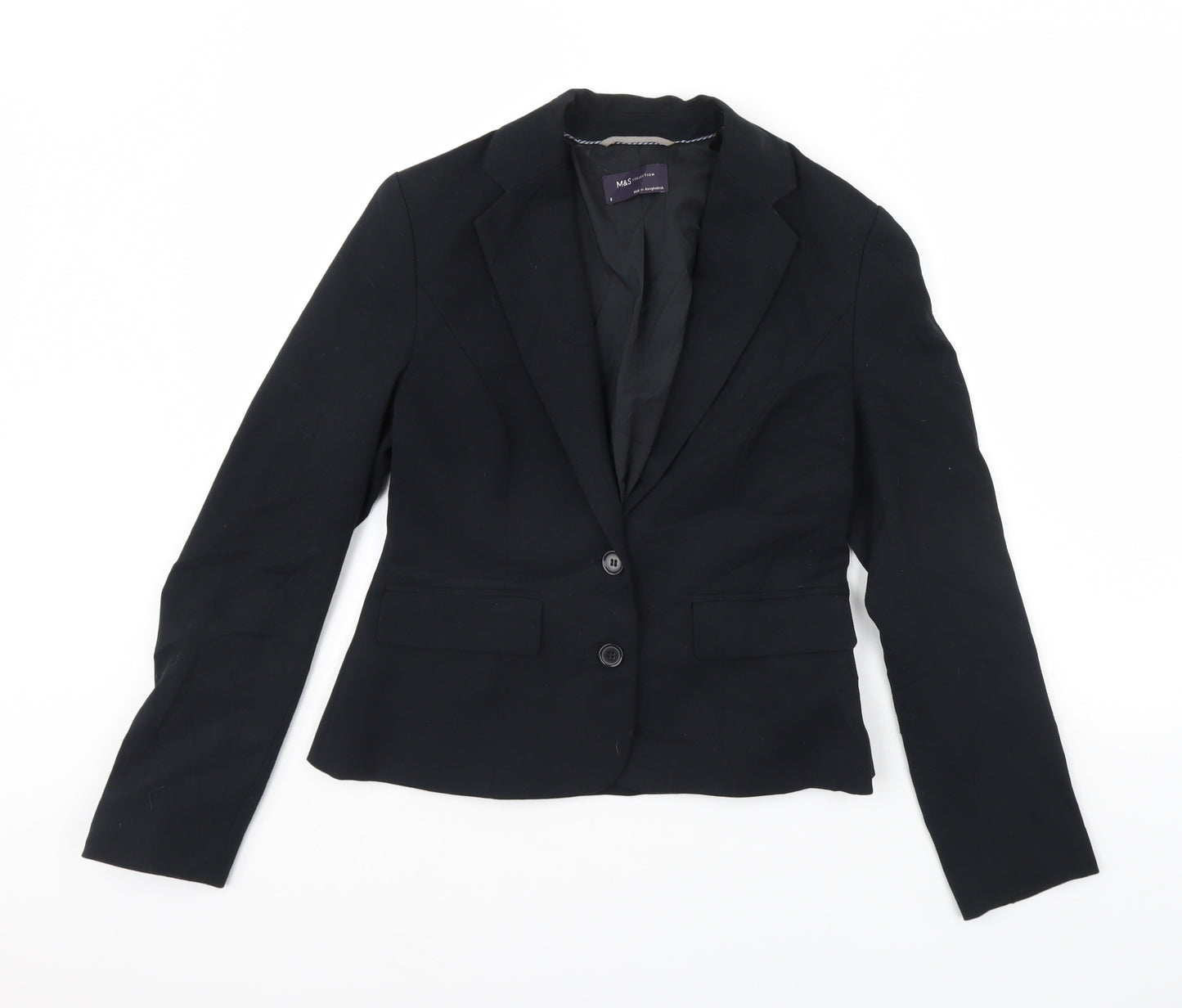 m&s Womens Black   Jacket Blazer Size 8  - Shoulder Pads