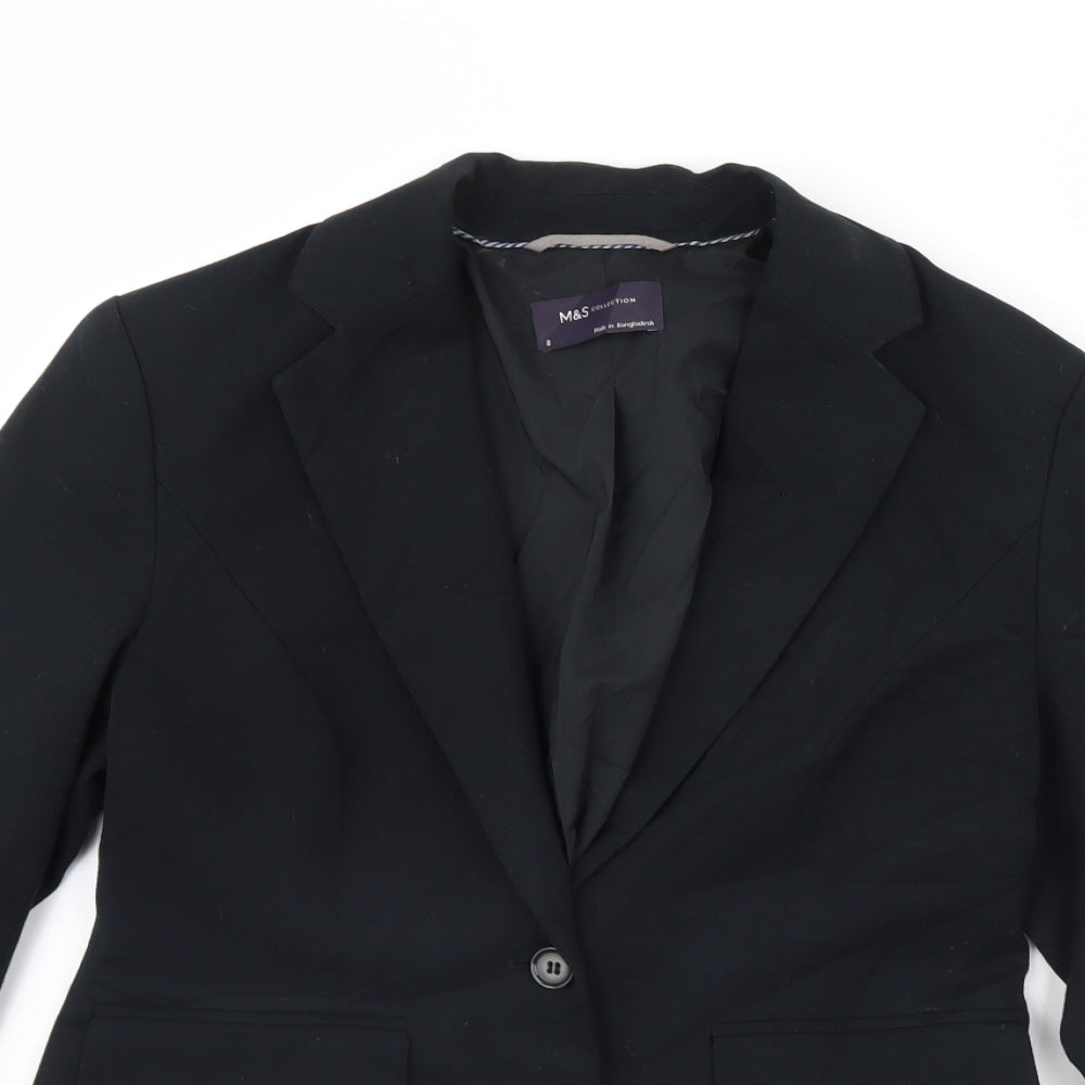 m&s Womens Black   Jacket Blazer Size 8  - Shoulder Pads