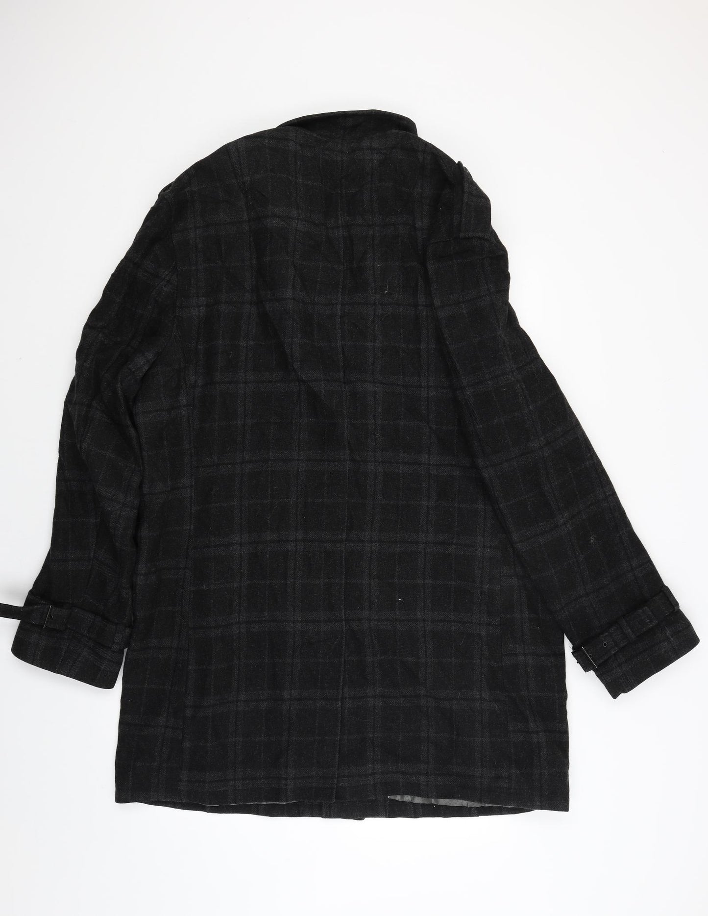 NEXT Mens Black Check  Overcoat Coat Size 2XL