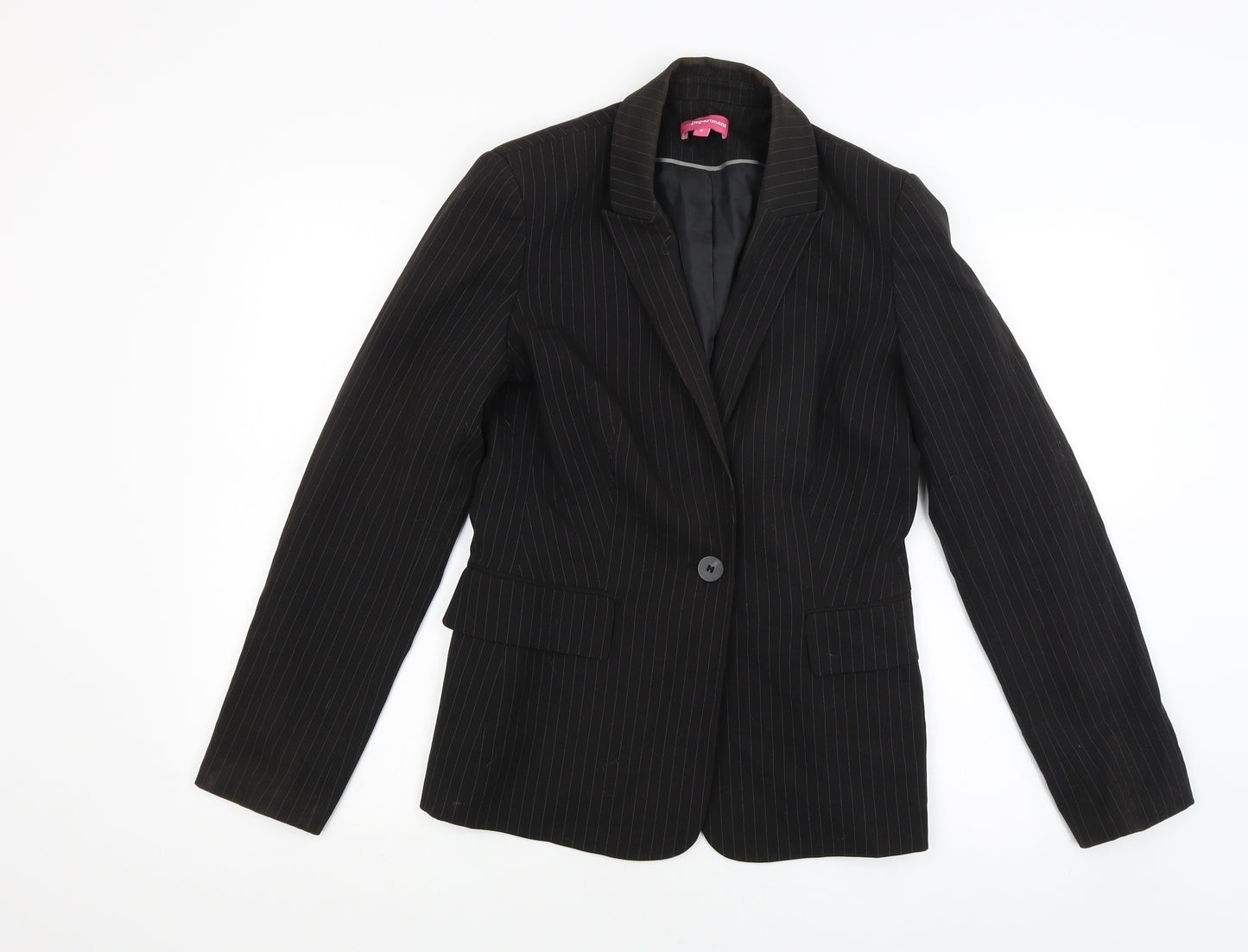 The department Womens Black Striped  Jacket Blazer Size 8