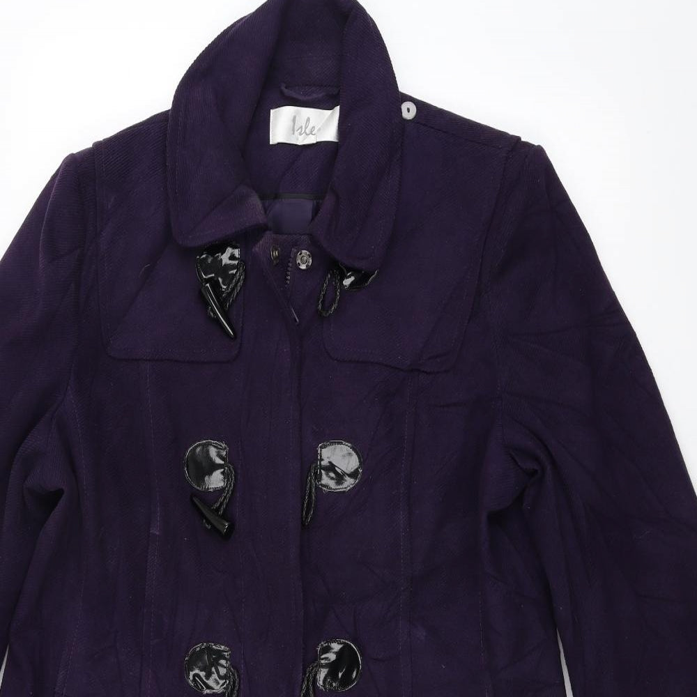 Isle Womens Purple   Overcoat Coat Size L