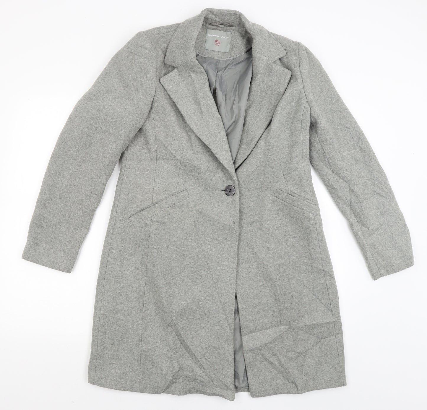 Dorothy Perkins Womens Grey   Overcoat Coat Size 10