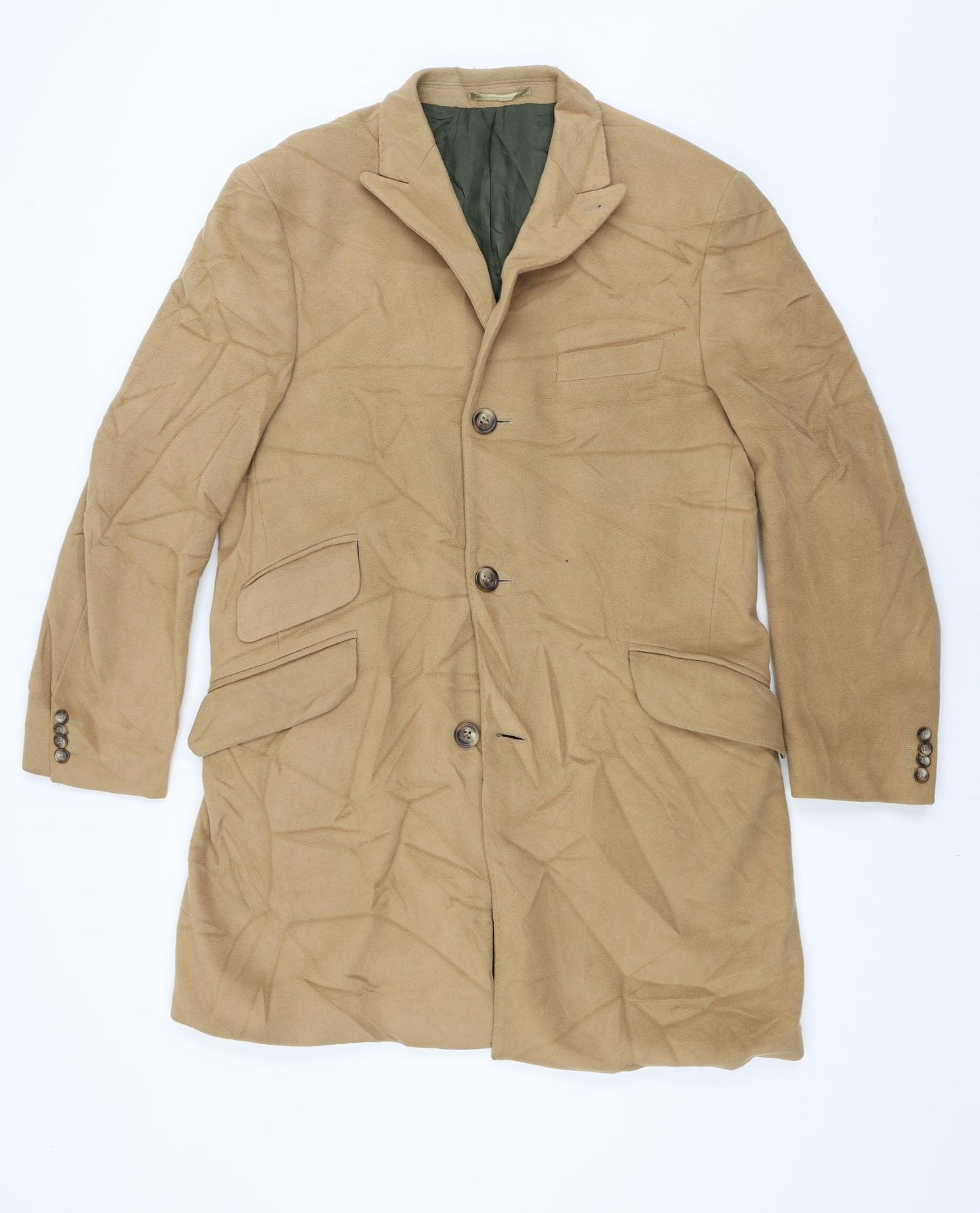 Duffer of St. George Mens Beige   Overcoat Coat Size M
