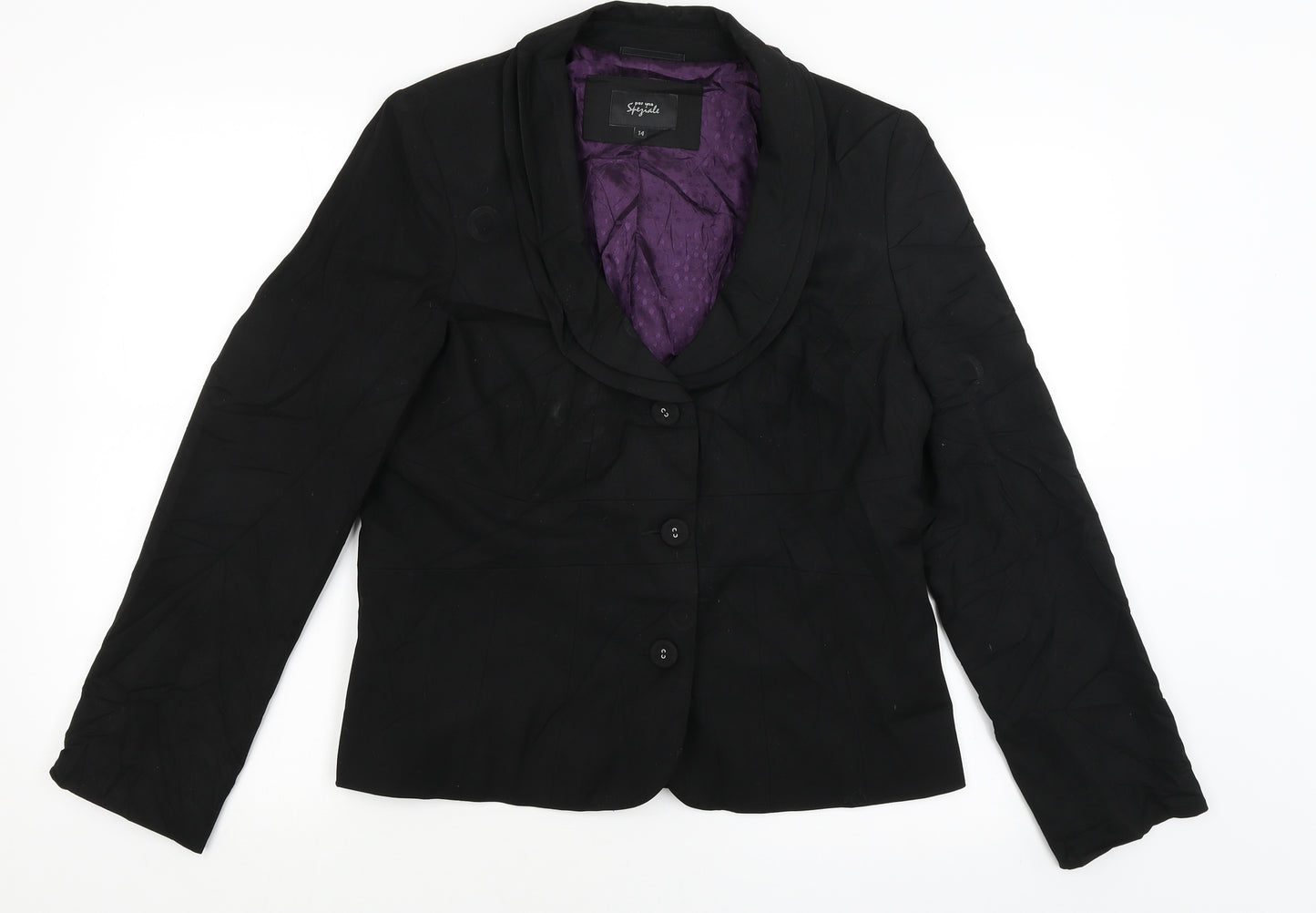 Per Una Womens Black   Jacket Coat Size 14