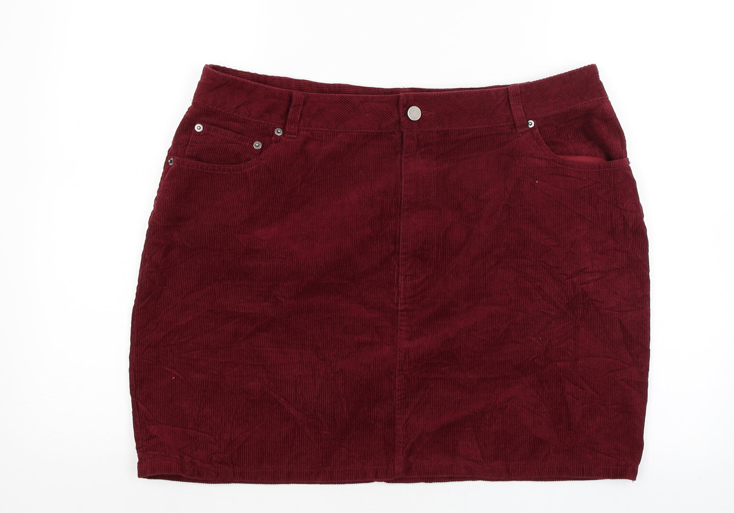 ASOS Womens Red  Corduroy Mini Skirt Size 18