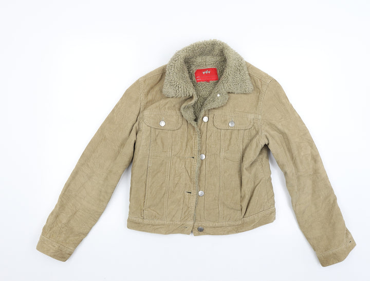 Per Una Womens Beige Corduroy Jacket Coat Size 8