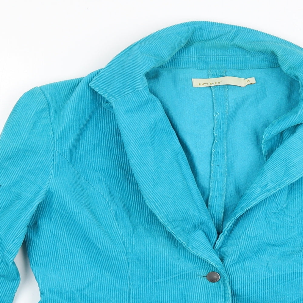 ICHI Womens Blue  Corduroy Jacket Coat Size M