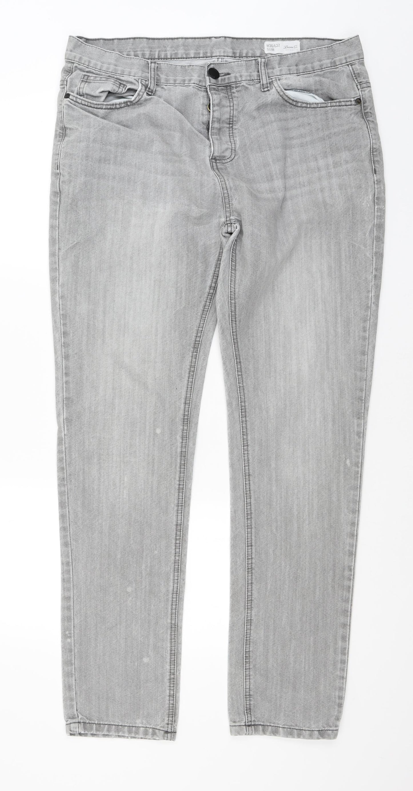 Primark Mens Grey  Denim Straight Jeans Size 36 L32 in