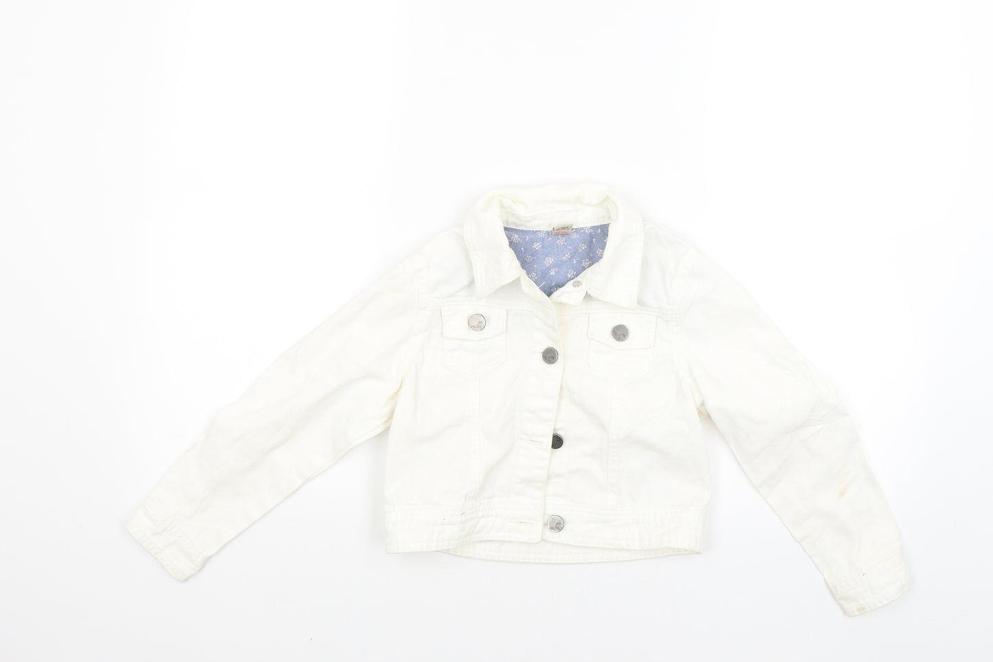 TU Girls White  Denim Jacket Coat Size 7-8 Years