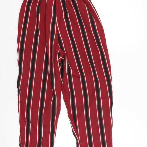 PRETTYLITTLETHING Womens Red Striped  Trousers  Size 6 L23 in