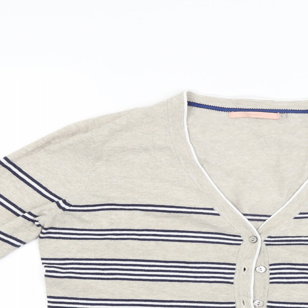 John Lewis Womens Beige Striped  Cardigan Jumper Size 12