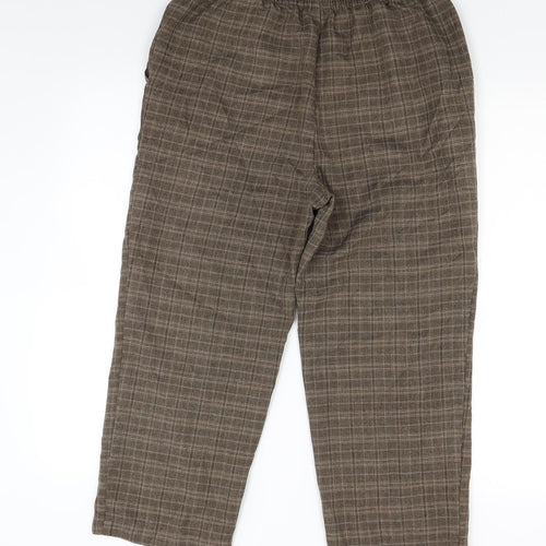 Marks and Spencer Womens Brown Check  Cropped Trousers Size 32 in L20 in