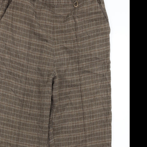 Marks and Spencer Womens Brown Check  Cropped Trousers Size 32 in L20 in