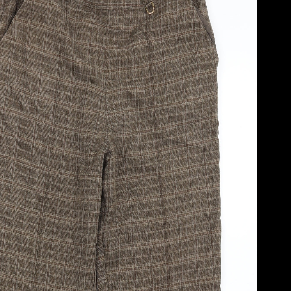 Marks and Spencer Womens Brown Check  Cropped Trousers Size 32 in L20 in