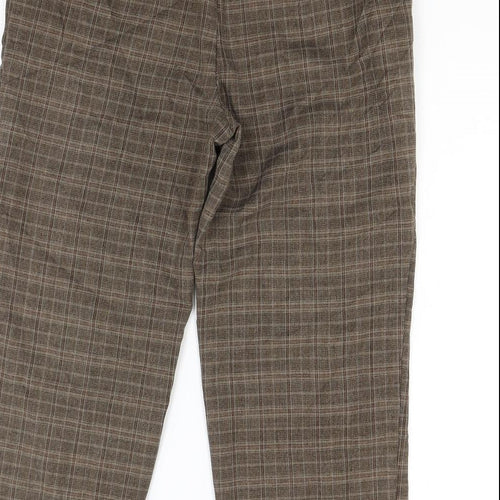 Marks and Spencer Womens Brown Check  Cropped Trousers Size 32 in L20 in