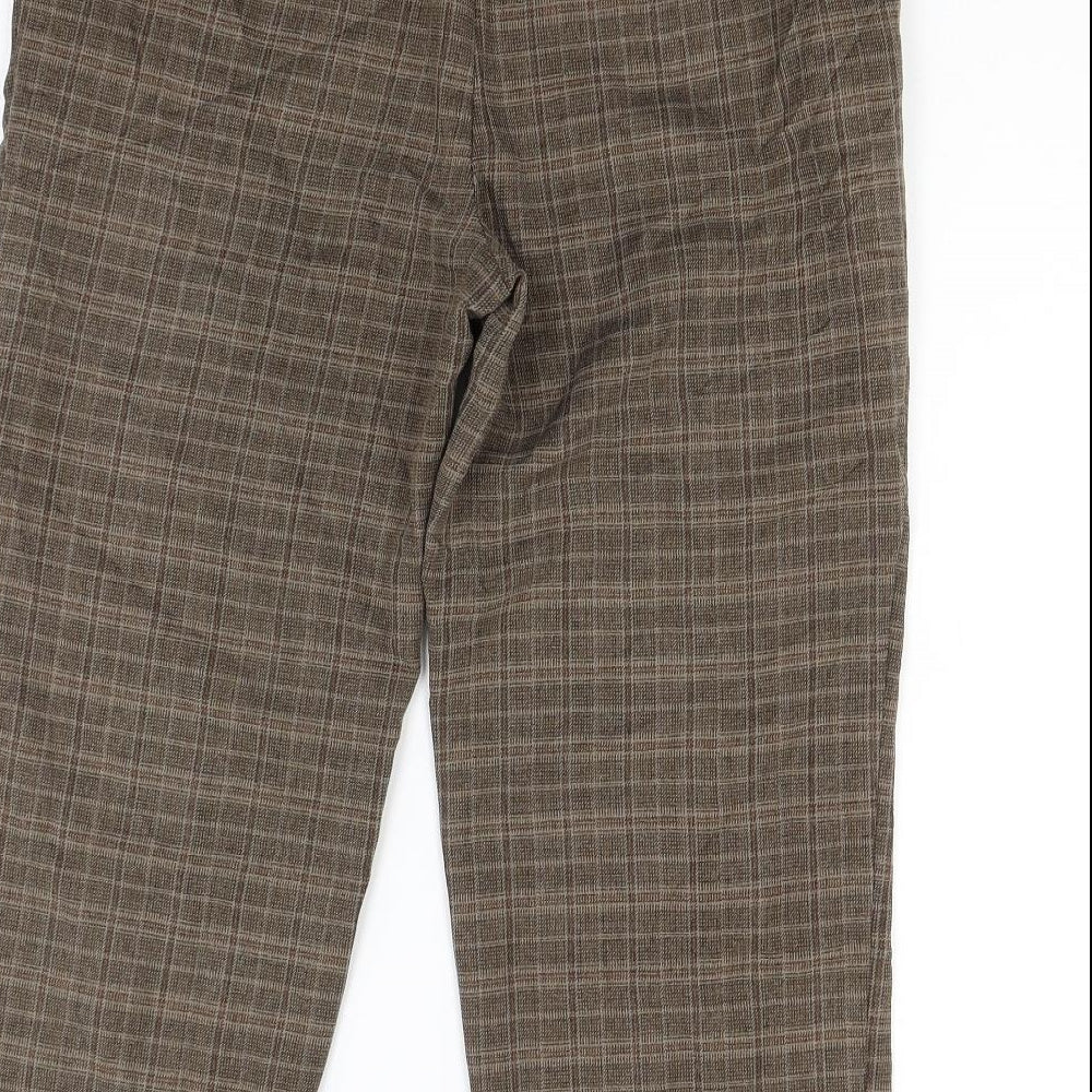 Marks and Spencer Womens Brown Check  Cropped Trousers Size 32 in L20 in