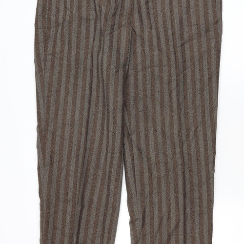 Preworn Womens Brown Striped  Trousers  Size 34 in L28 in