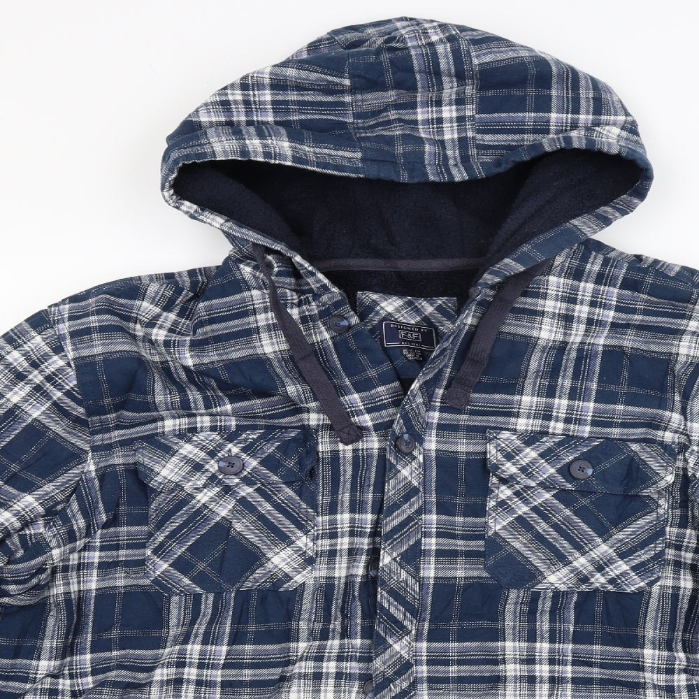 F&F Mens Blue Check  Jacket Coat Size 3XL