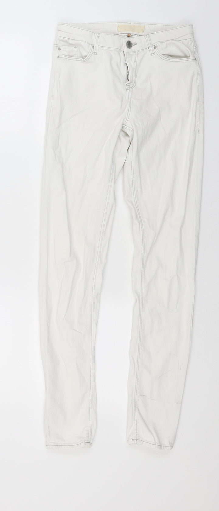 Preworn Womens White  Denim Skinny Jeans Size 25 in L27 in