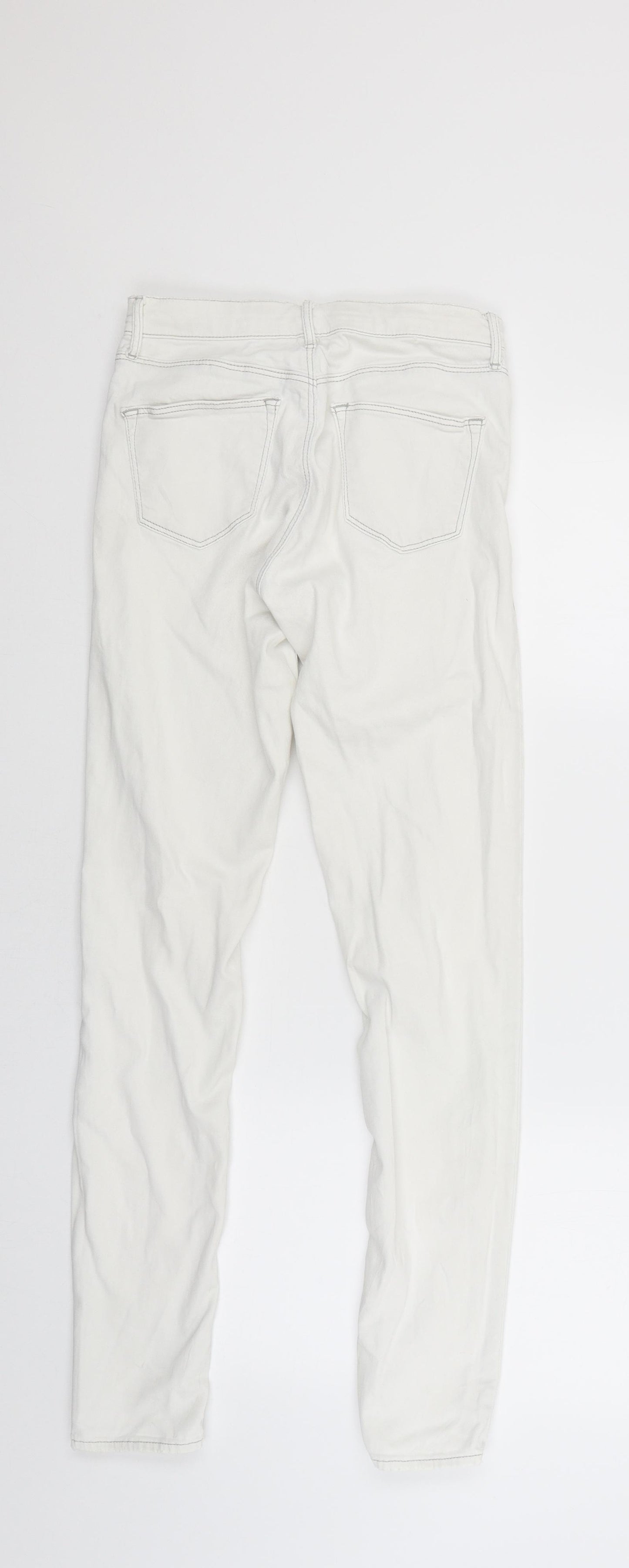 Preworn Womens White  Denim Skinny Jeans Size 25 in L27 in