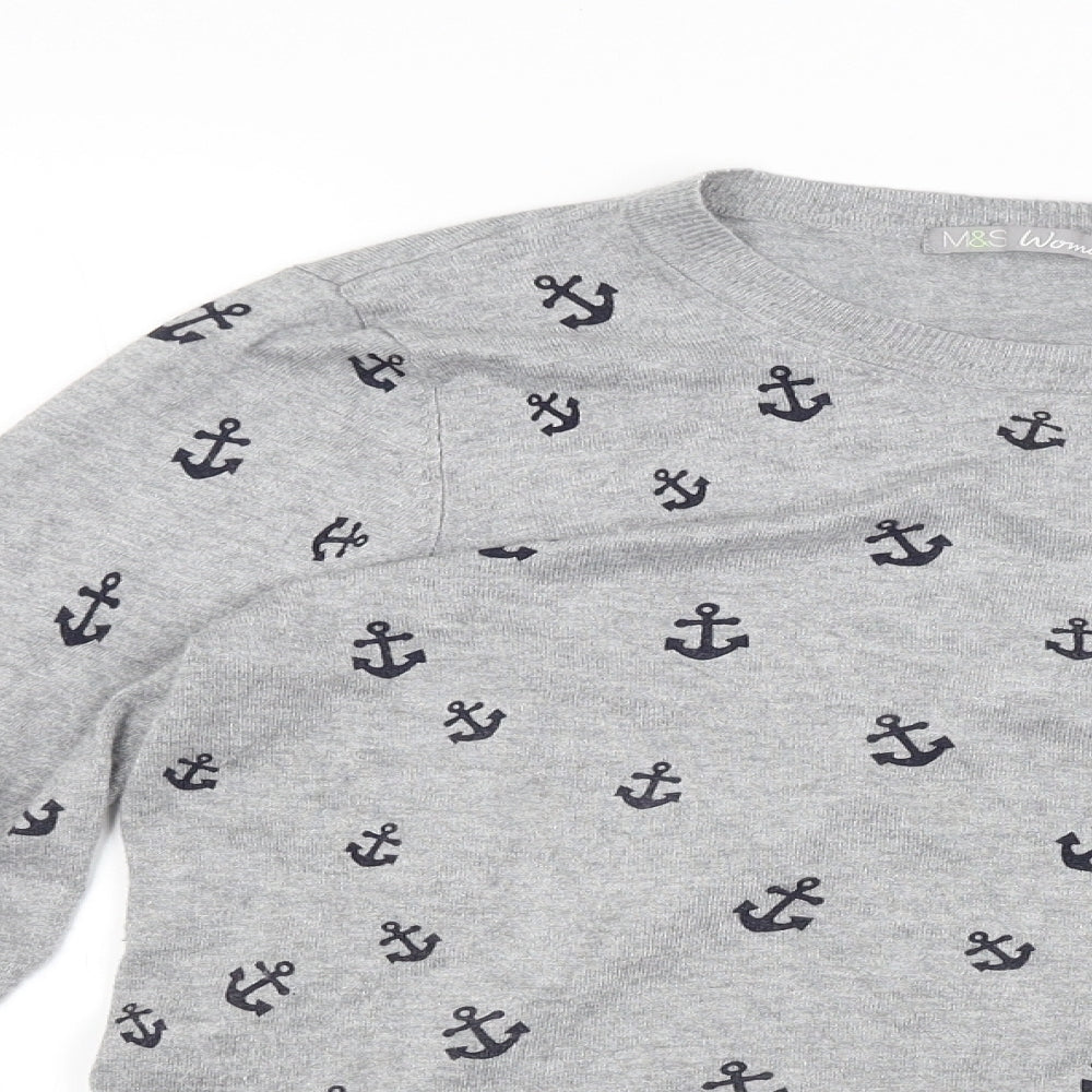 Marks and Spencer Womens Grey  Knit Pullover Jumper Size 16  - Anchor