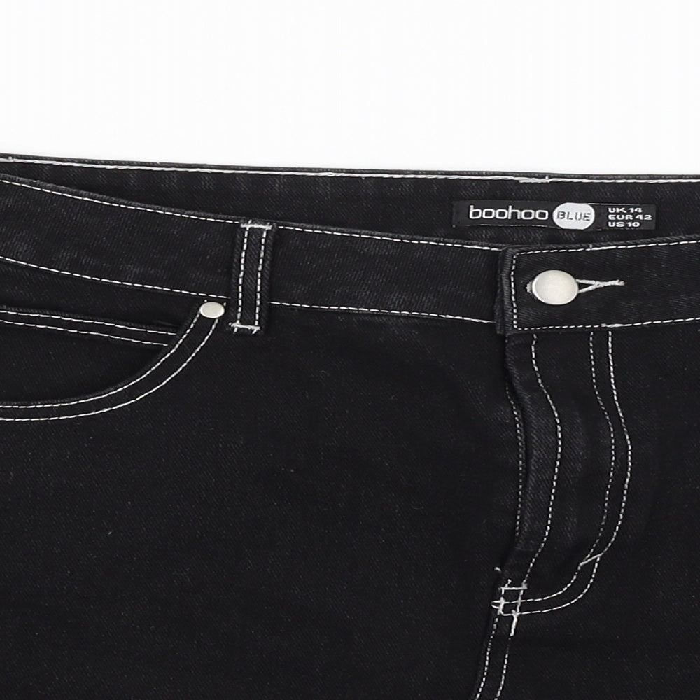 Boohoo Womens Black  Denim Mini Skirt Size 14