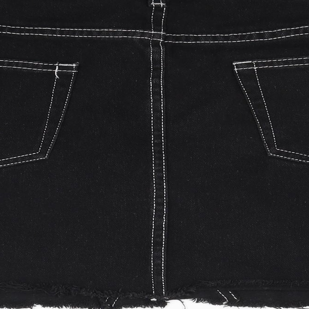 Boohoo Womens Black  Denim Mini Skirt Size 14