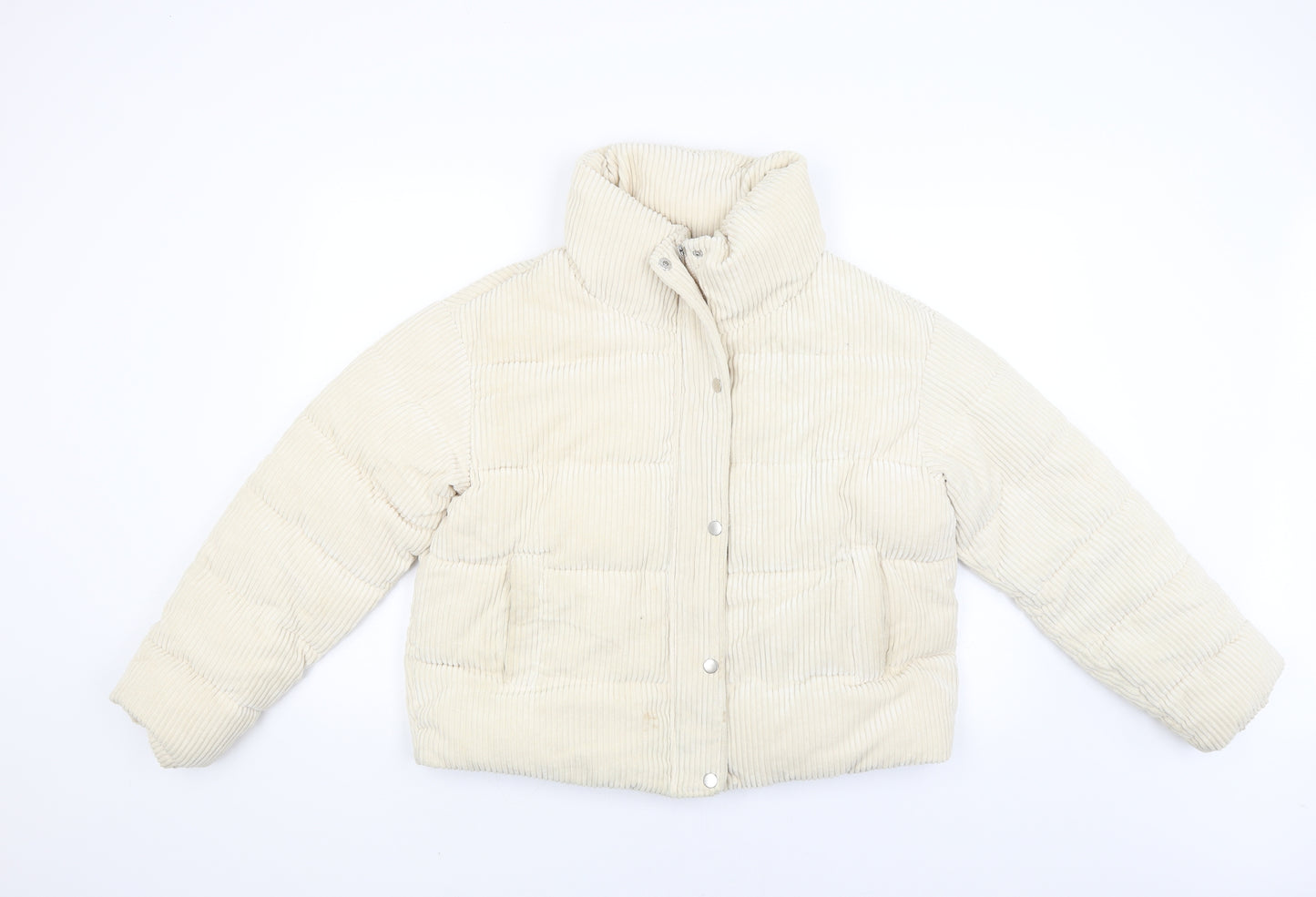 Primark Womens White  Corduroy Puffer Jacket Coat Size M